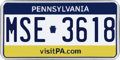 PA license plate MSE3618