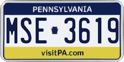 PA license plate MSE3619