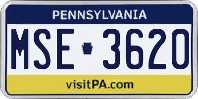 PA license plate MSE3620