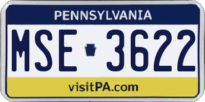 PA license plate MSE3622