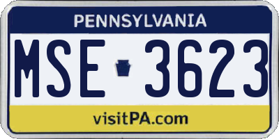 PA license plate MSE3623