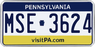 PA license plate MSE3624