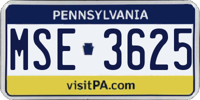 PA license plate MSE3625