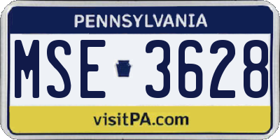 PA license plate MSE3628