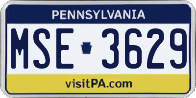 PA license plate MSE3629