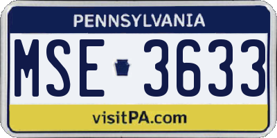 PA license plate MSE3633