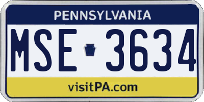PA license plate MSE3634