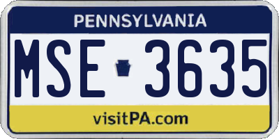 PA license plate MSE3635