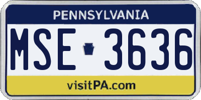 PA license plate MSE3636