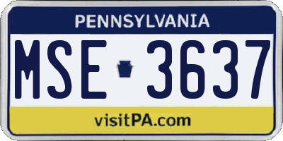 PA license plate MSE3637