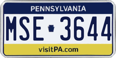 PA license plate MSE3644