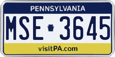 PA license plate MSE3645