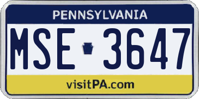 PA license plate MSE3647
