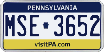 PA license plate MSE3652