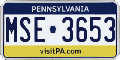 PA license plate MSE3653