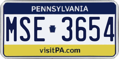 PA license plate MSE3654