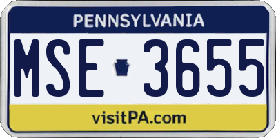 PA license plate MSE3655