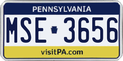 PA license plate MSE3656