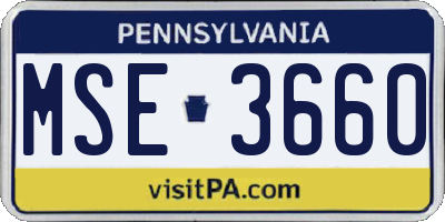 PA license plate MSE3660