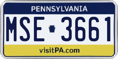 PA license plate MSE3661