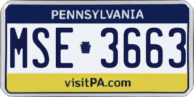 PA license plate MSE3663