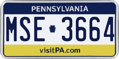 PA license plate MSE3664