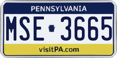 PA license plate MSE3665