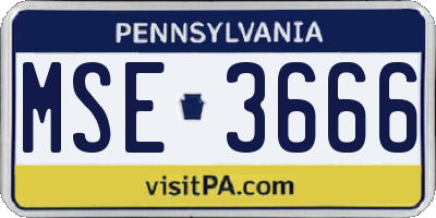 PA license plate MSE3666