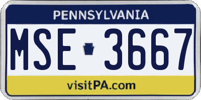PA license plate MSE3667
