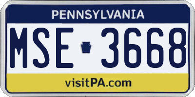 PA license plate MSE3668