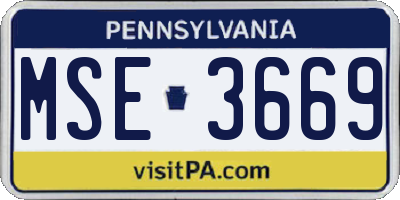 PA license plate MSE3669