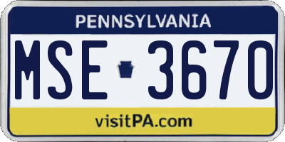 PA license plate MSE3670