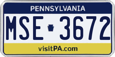 PA license plate MSE3672