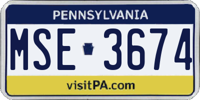 PA license plate MSE3674