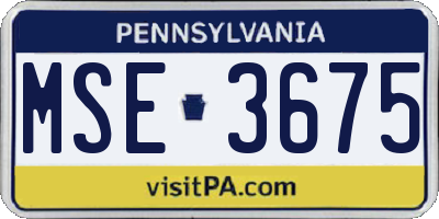 PA license plate MSE3675