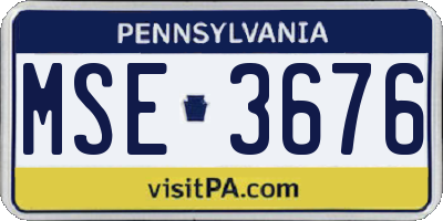 PA license plate MSE3676