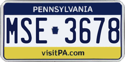 PA license plate MSE3678