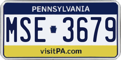 PA license plate MSE3679