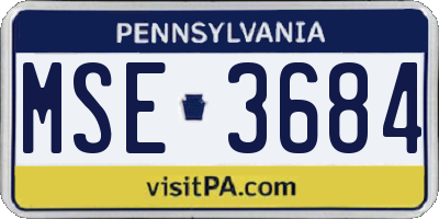 PA license plate MSE3684
