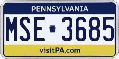 PA license plate MSE3685