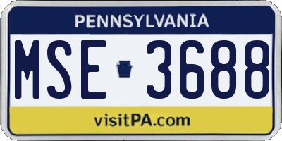 PA license plate MSE3688