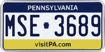 PA license plate MSE3689