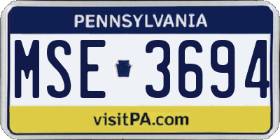 PA license plate MSE3694