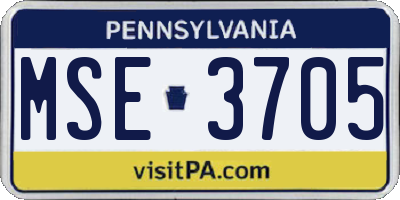 PA license plate MSE3705