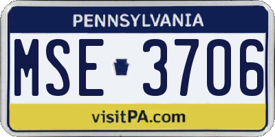 PA license plate MSE3706