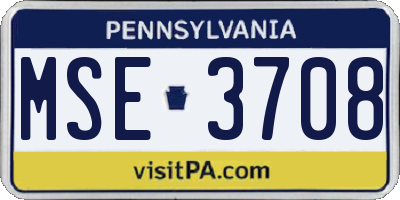 PA license plate MSE3708