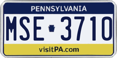 PA license plate MSE3710