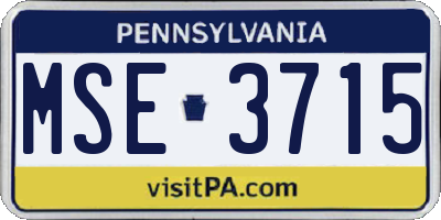 PA license plate MSE3715