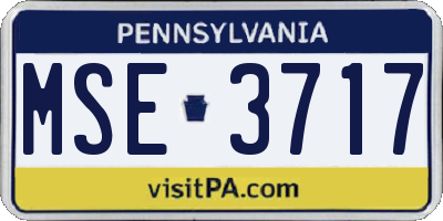 PA license plate MSE3717