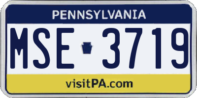 PA license plate MSE3719